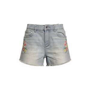 OshKosh B’gosh Girls Denim Shorts Floral Embroidery Light Wash Size 10